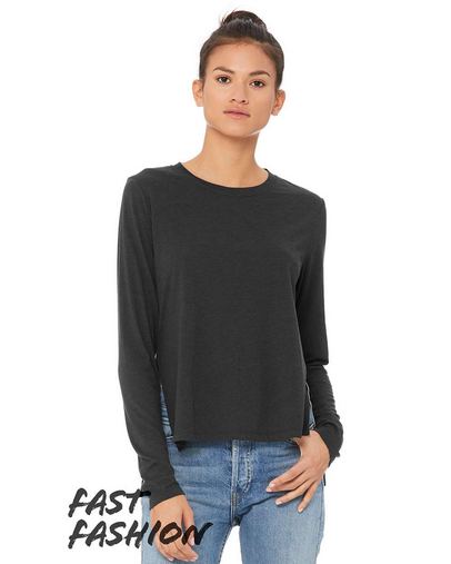 Custom Printed BELLA + CANVAS - Fast Fashion Women's Side Slit Long Sleeve Tee - BC-8450 Printed