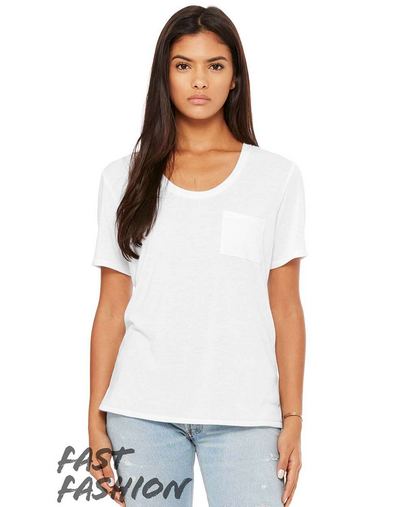 Custom Logo BELLA + CANVAS Fast Fashion Women's Flowy Pocket Tee - 8818 
