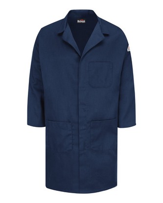 Company Branded Bulwark Concealed Snap Front Lab Coat - EXCEL FR® ComforTouch® - 6 oz. KLL6 With Log