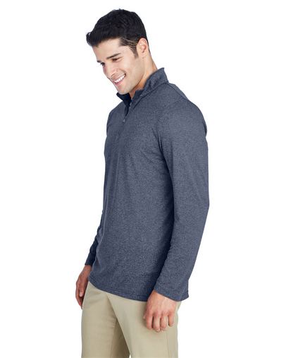 Custom Embroidered UltraClub Men's Cool & Dry Heathered Performance Quarter-Zip - 8618