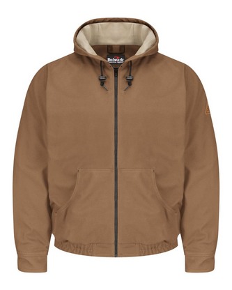  Company Branded Bulwark Brown Duck Hooded Jacket - EXCEL FR® ComforTouch® - Tall Sizes JLH4T With Lo 