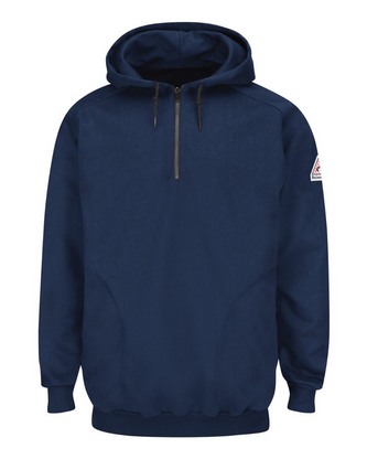 Company Branded Bulwark Pullover Hooded Fleece Sweatshirt Quarter-Zip - Tall Sizes SEH8T With Logo 