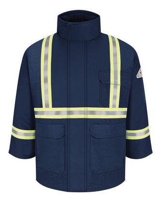  Custom Logo Bulwark Deluxe Parka With Reflective Trim - EXCEL FR® ComforTouch - Long Sizes JLPCL Emb 