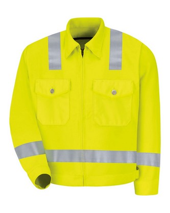  Company Branded Red Kap Hi-Visibility Ike Jacket JY32 With Logo 