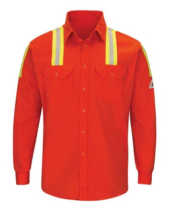  Company Branded Bulwark Enhanced Visibility Long Sleeve Uniform Shirt - Tall Sizes SLATORT With Logo 
