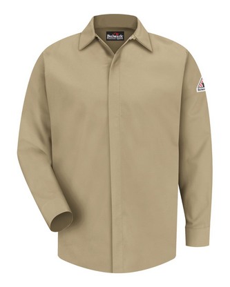 Custom Logo Bulwark Concealed-Gripper Pocketless Work Shirt SLS2 Embroidered 