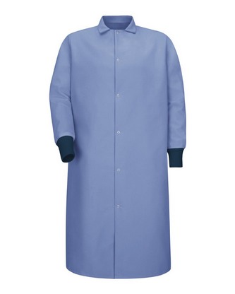  Custom Logo Red Kap Gripper-Front Pocketless Butcher Coat With Knit Cuffs KS60 Embroidered 
