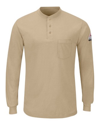  Custom Logo Bulwark Long Sleeve Henley SML8 Embroidered 