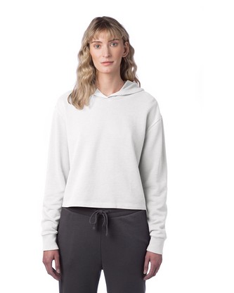 Ladies' Cropped Pullover Hooded Sweatshirt - IVORY - XS