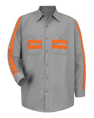  Custom Logo Red Kap Industrial Enhanced-Visibility Long Sleeve Work Shirt - Tall Sizes SP14ET Embroi 