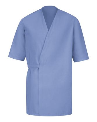 Custom Embroidered Red Kap Collarless Poplin Butcher Wrap WP18 With Logo