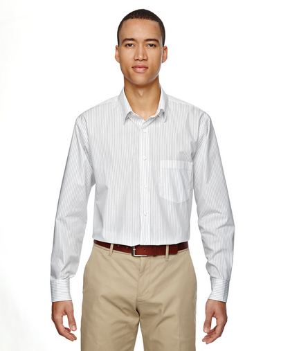  Men's Align Wrinkle-Resistant Cotton Blend Dobby Vertical Striped Shirt 