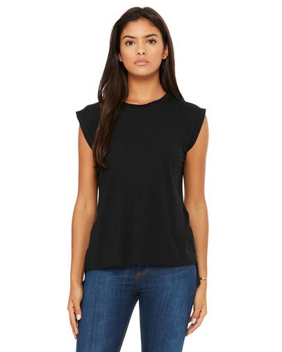Custom Printed BELLA + CANVAS Women’s Flowy Rolled Cuffs Muscle Tee - 8804