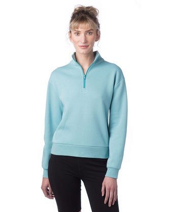 Ladies' Mock Quarter-Zip - AQUA - XS