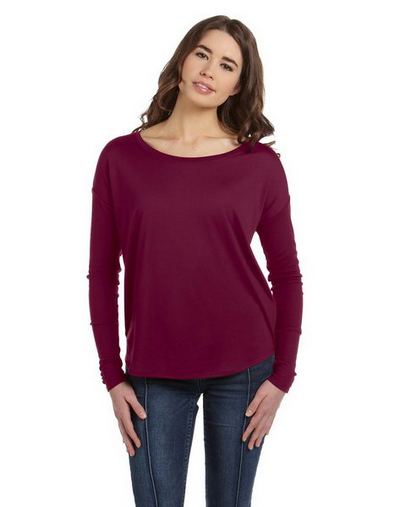 Custom Printed Bella + Canvas Ladies' Flowy Long-Sleeve T-Shirt with 2x1 Sleeves - 8852