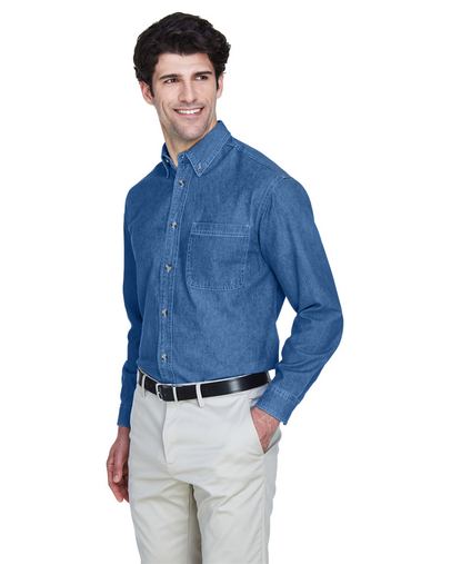 Custom Embroidered UltraClub Adult Cypress Denim Shirt with Pocket - 8960