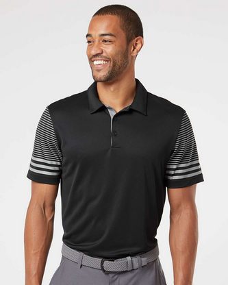 Custom Logo Adidas Striped Sleeve Polo A490 Embroidered