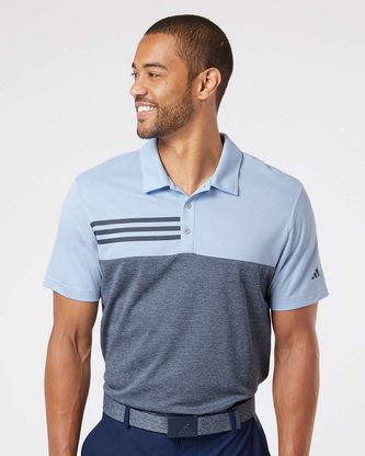  Custom Embroidered Adidas Heathered Colorblocked 3-Stripes Polo A508 With Logo 