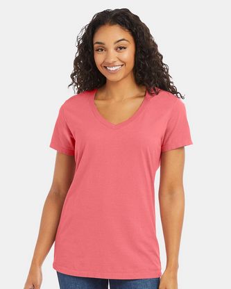 Custom Embroidered ComfortWash by Hanes Garment-Dyed Women's V-Neck T-Shirt GDH125 With Logo
