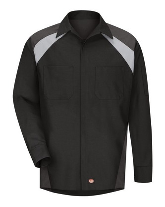 Company Branded Red Kap Long Sleeve Tri-Color Shop Shirt - Tall Sizes SY18T With Logo 