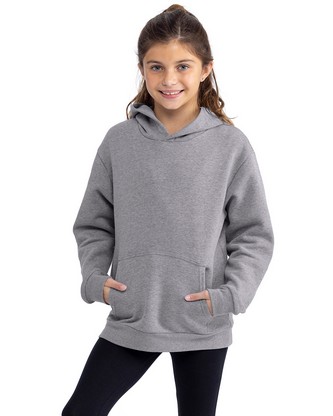 Youth Fleece Pullover Hooded Sweatshirt - HEATHER GRAY - XS