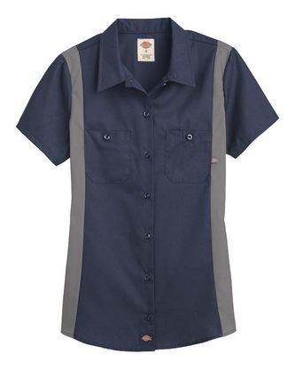 Custom Embroidered Dickies Women's Short Sleeve Industrial Colorblocked Shirt L24S With Logo