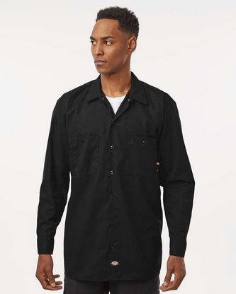  Custom Embroidered Dickies Industrial Long Sleeve Work Shirt - Tall Sizes L535T With Logo 