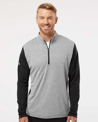  Custom Embroidered Adidas Heather Block Print Quarter-Zip Pullover A522 With Logo 