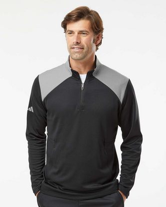  Company Branded Adidas Textured Mixed Media Quarter-Zip Pullover A532 With Logo 
