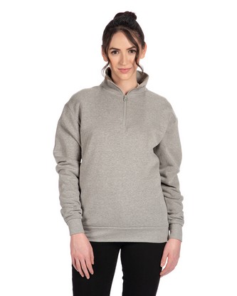 Unisex Fleece Quarter-Zip - HEATHER GRAY - XS