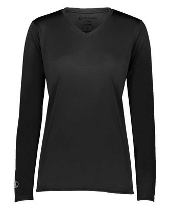 Company Branded Holloway Women's Momentum Long Sleeve V-Neck T-Shirt 222824 With Logo