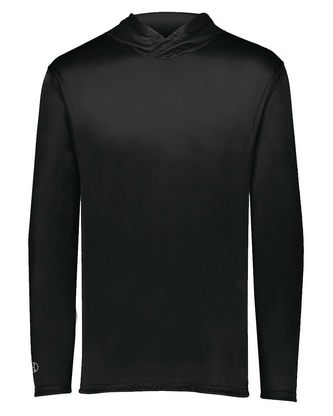 Custom Logo Holloway Youth Momentum Hooded Long Sleeve T-Shirt 222831 Embroidered