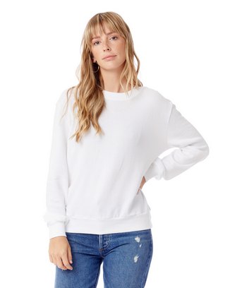  Ladies' Washed Terry Throwback Pullover Sweatshirt - WHITE - XS 