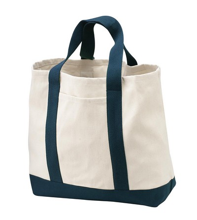 Custom Imprinted Port & Company 2-Tone Shopping Tote Bag - B400