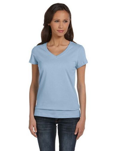 Custom Printed  Bella + Canvas Ladies' Jersey V-Neck T-Shirt - B6005 