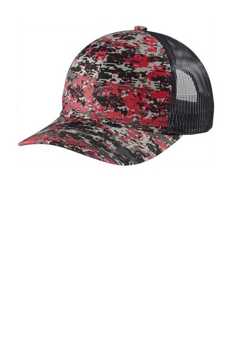 Custom Embroidered Port Authority Digi Camo Snapback Trucker Cap - C114