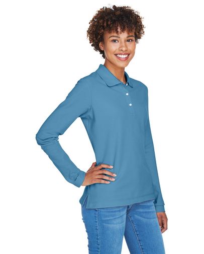 Custom Embroidered  Devon & Jones Ladies' Pima Pique Long-Sleeve Polo - D110W 