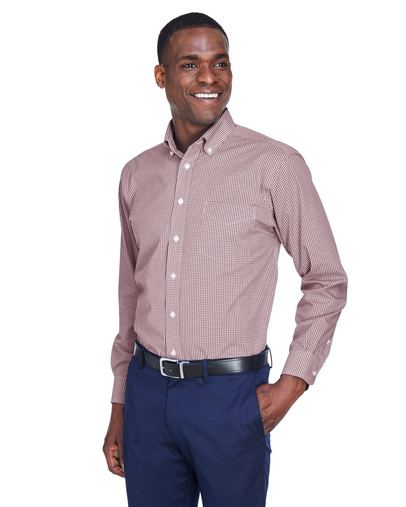 Custom Embroidered Devon & Jones Men's Crown Collection Gingham Check - D640