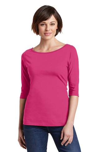 Custom Printed District Made Ladies Perfect Weight 3/4-Sleeve Tee. DM107L With Logo