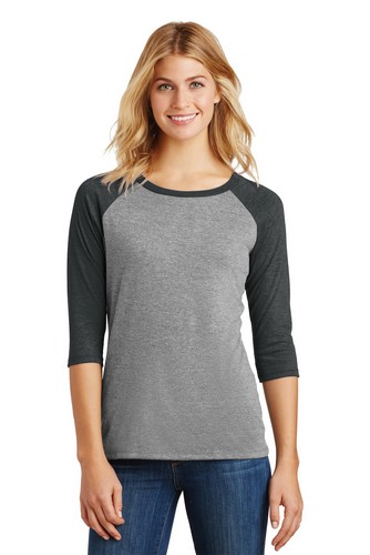 Custom Printed District Women's Perfect Tri 3/4-Sleeve Raglan. DM136L with imprint
