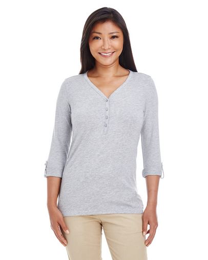 Custom Embroidered Devon & Jones Ladies' Perfect Fit Y-Placket Knit Top - DP186W