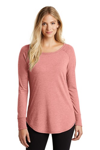 Custom Printed District Women's Perfect Tri Long Sleeve Tunic Tee. DT132L With Logo