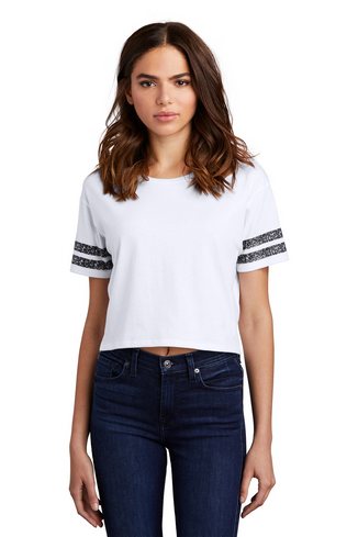 Custom Printed District Women's Scorecard Crop Tee DT488 With Logo