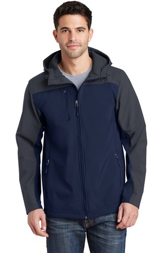 Custom Logo Port Authority Hooded Core Soft Shell Jacket. J335 with embroidery