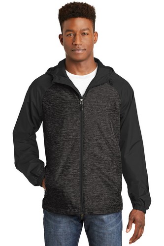 Custom Embroidered Sport-Tek Heather Colorblock Raglan Hooded Wind Jacket - JST40