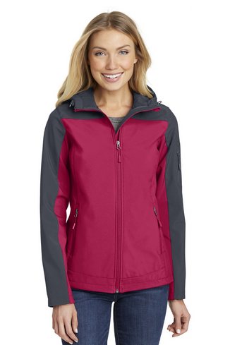Custom Logo Port Authority Ladies Hooded Core Soft Shell Jacket. L335 with embroidery