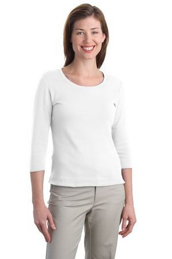 Custom Printed Ladies Modern Stretch Cotton 3/4-Sleeve Scoop Neck Shirt -Port Authority. L517