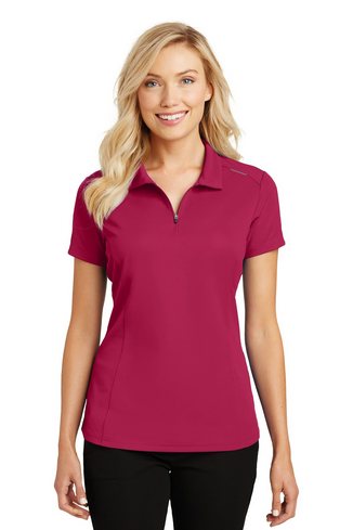 Custom Embroidered Port Authority Ladies Pinpoint Mesh Zip Polo - L580 