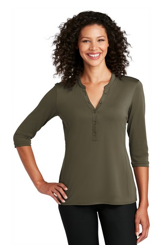 Custom Embroidered Port Authority Ladies UV Choice Pique Henley - LK750