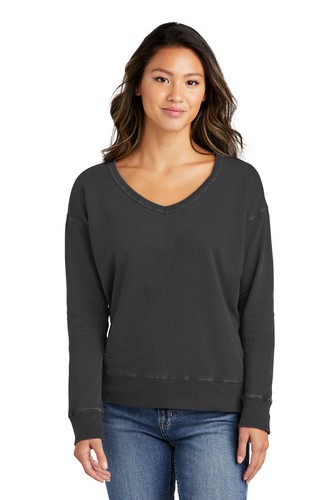  Port & Company Ladies Beach Wash Garment-Dyed V-Neck Sweatshirt LPC098V 